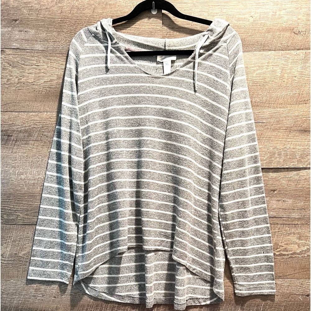 Just be Womens Hooded Gray/ White Pullover Sz XL